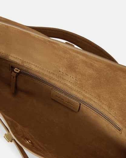 Veronica Beard | Veronica Beard Suede Dash Clutch in Light Brown Acorn Acorn