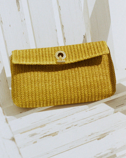 Veronica Beard | Raffia Anchor Clutch in Gold Gold