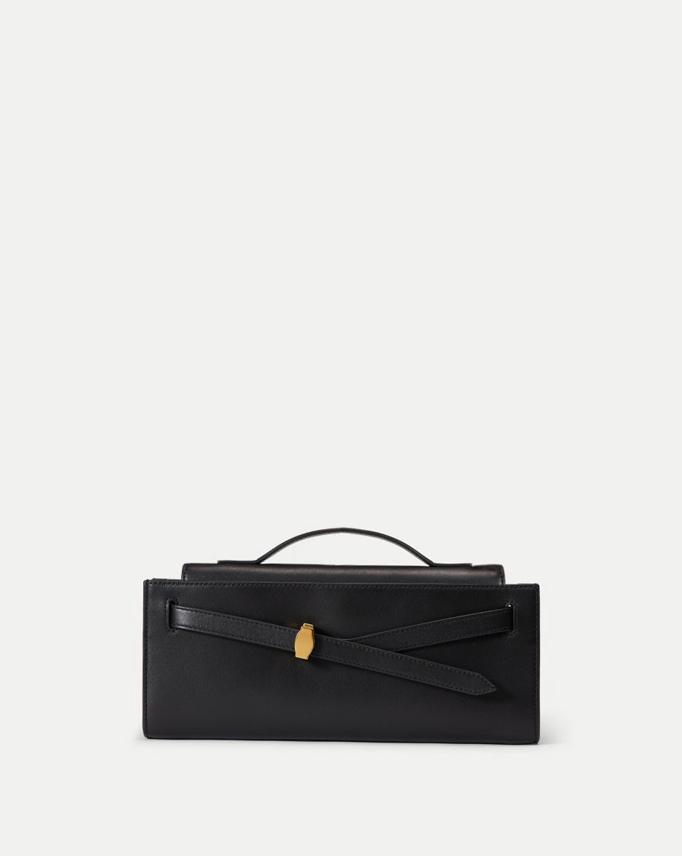 Veronica Beard | Veronica Beard Dash Clutch Bag in Black With Gold Hardware Black