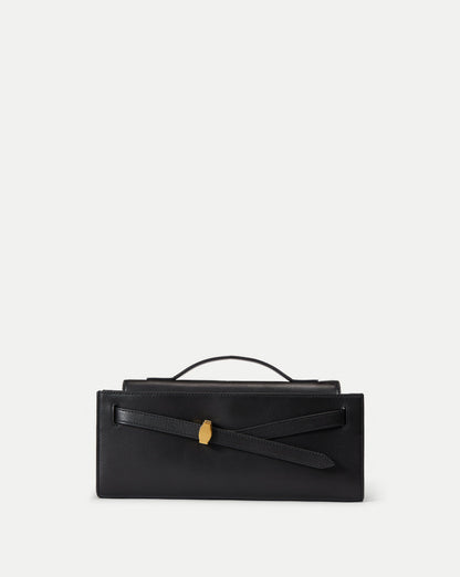 Veronica Beard | Veronica Beard Dash Clutch Bag in Black With Gold Hardware Black