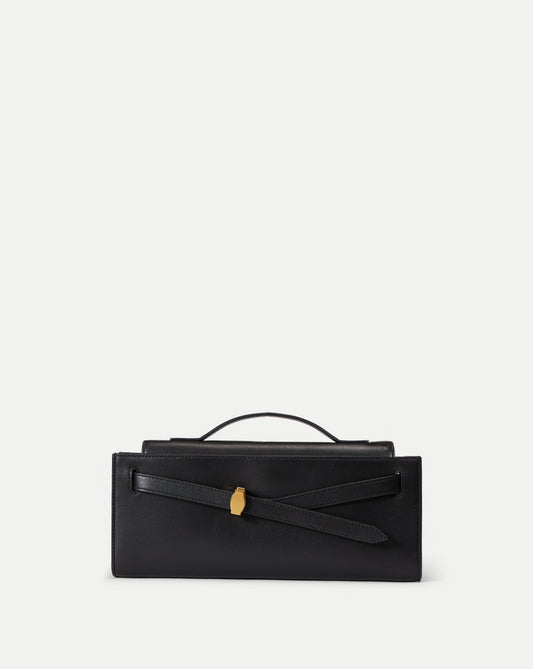 Veronica Beard | Veronica Beard Dash Clutch Bag in Black With Gold Hardware Black