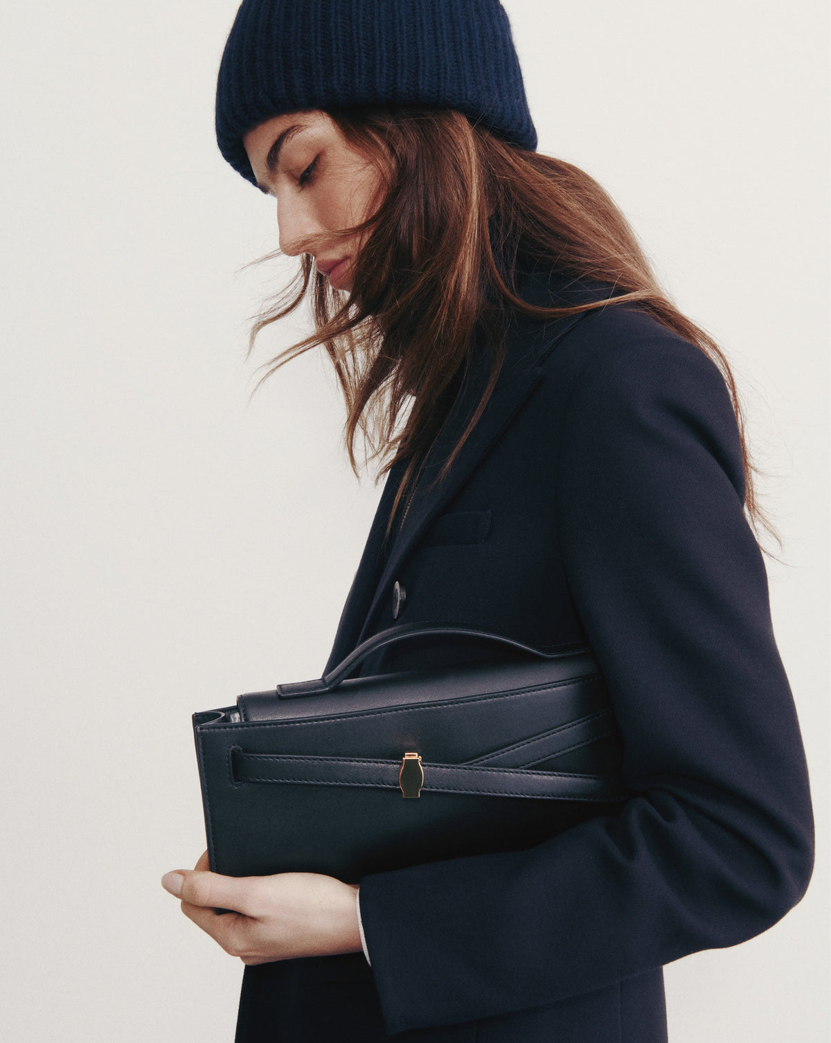 Veronica Beard | Veronica Beard Dash Clutch Bag in Black With Gold Hardware Black