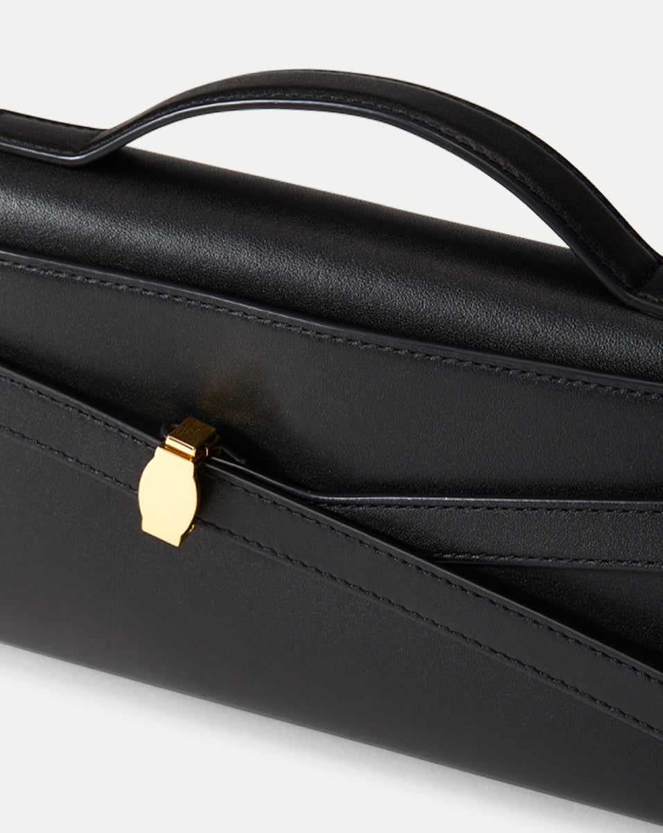 Veronica Beard | Veronica Beard Dash Clutch Bag in Black With Gold Hardware Black