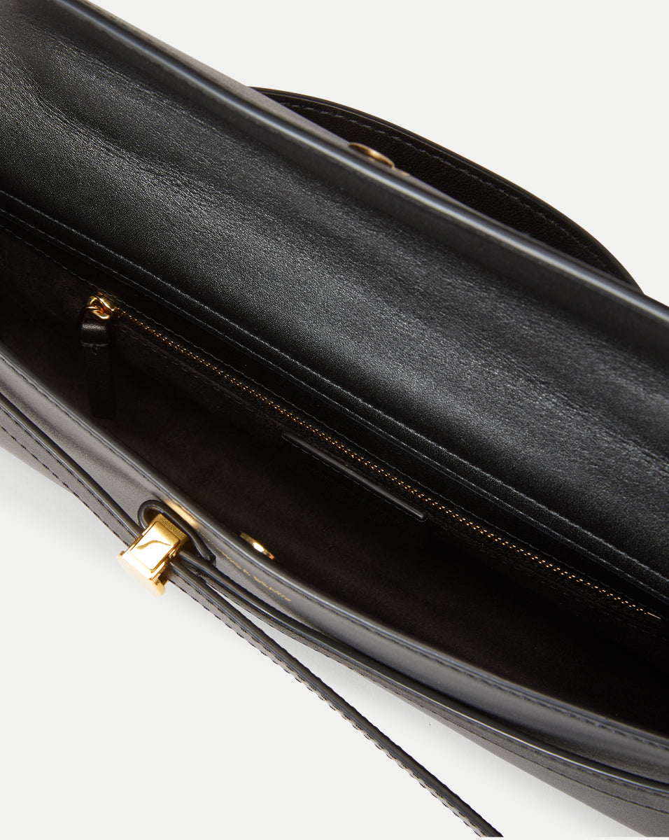 Veronica Beard | Veronica Beard Dash Clutch Bag in Black With Gold Hardware Black