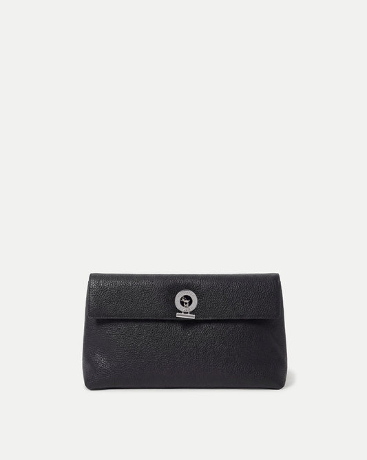 Veronica Beard | Anchor Clutch in Black Pebbled Leather Black