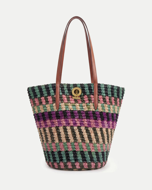 Veronica Beard | Raffia Anchor Basket Tote in Berry Multi Berry Multi