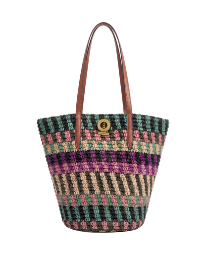 Veronica Beard | Raffia Anchor Basket Tote in Berry Multi Berry Multi