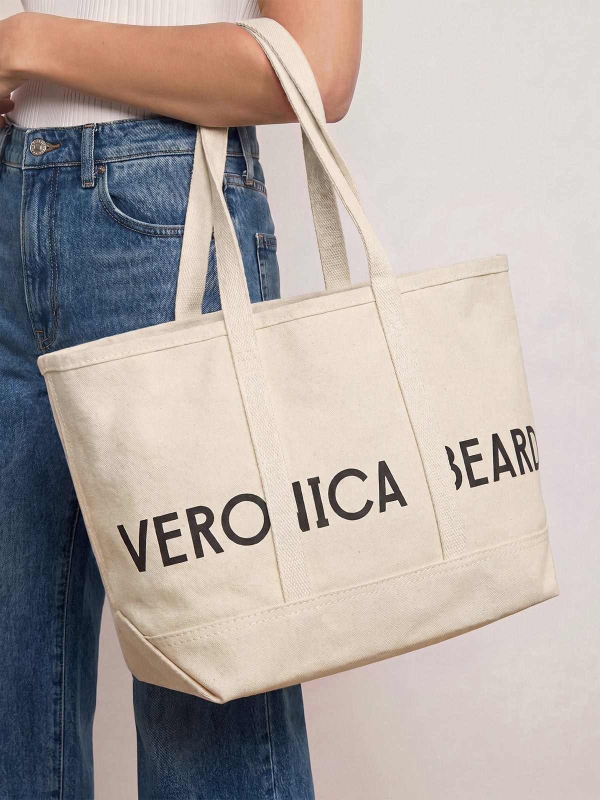 Veronica Beard | Small Canvas Logo Tote in Natural Natural