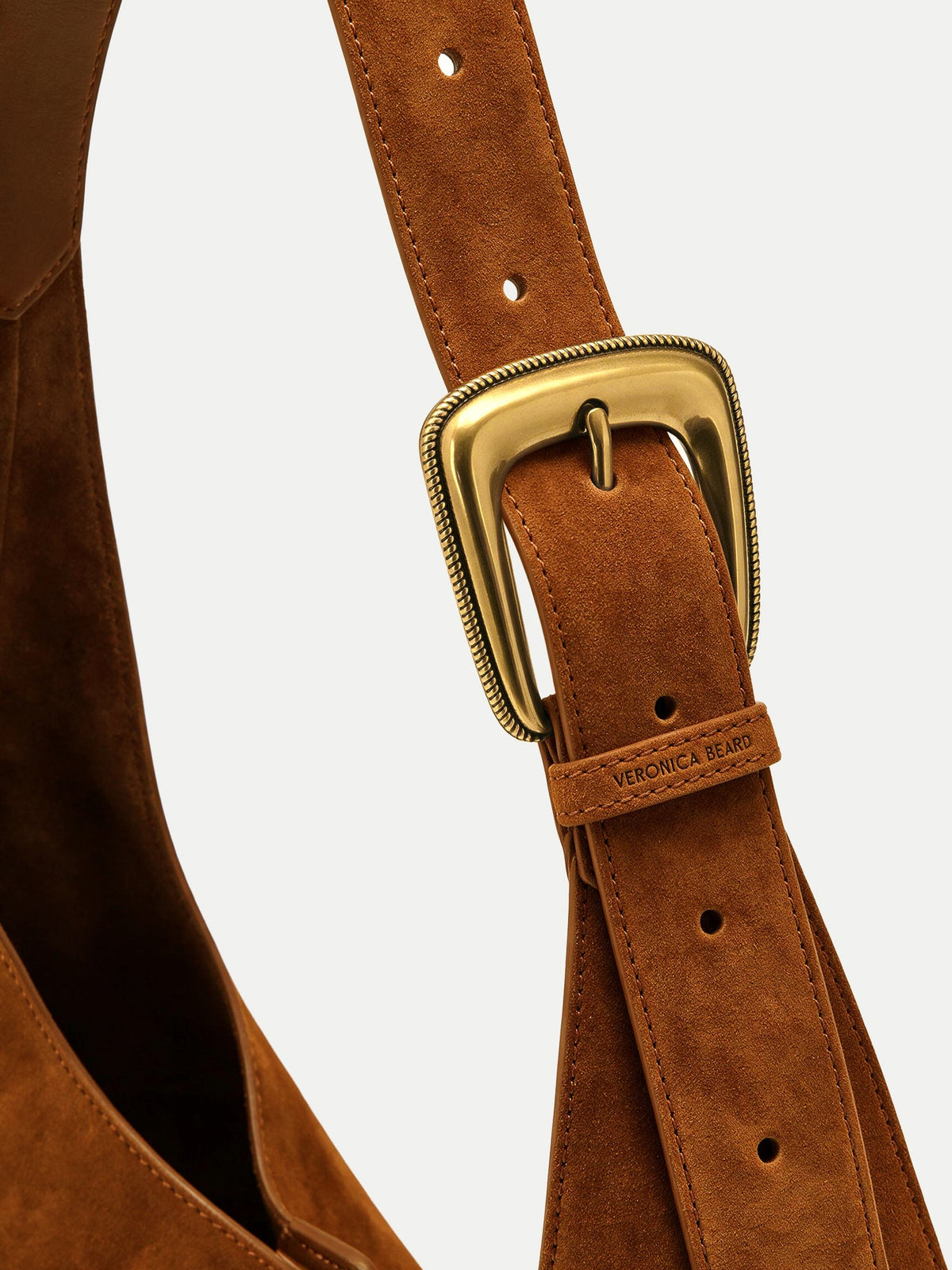 Veronica Beard | Large Loop Shoulder Bag in Brown Suede Tobacco