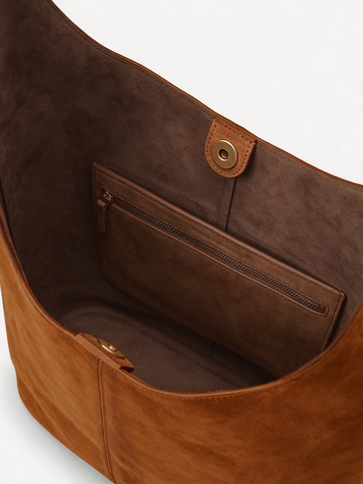 Veronica Beard | Large Loop Shoulder Bag in Brown Suede Tobacco