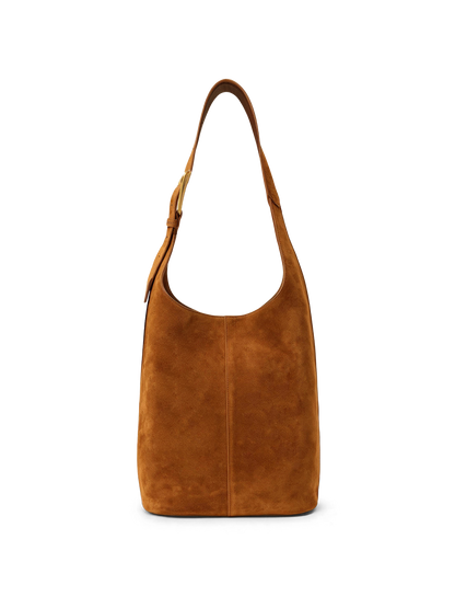 Veronica Beard | Large Loop Shoulder Bag in Brown Suede Tobacco