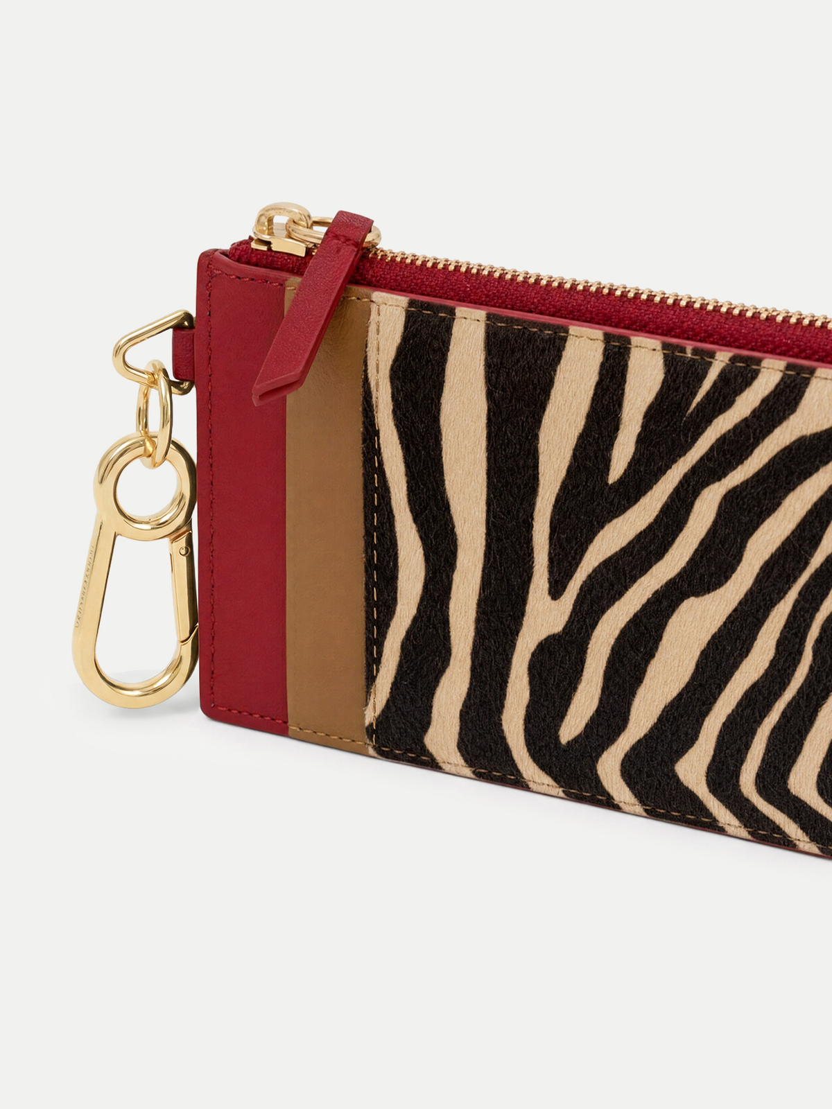 Veronica Beard | Calf-Hair Card Holder in Zebra Tan Multi