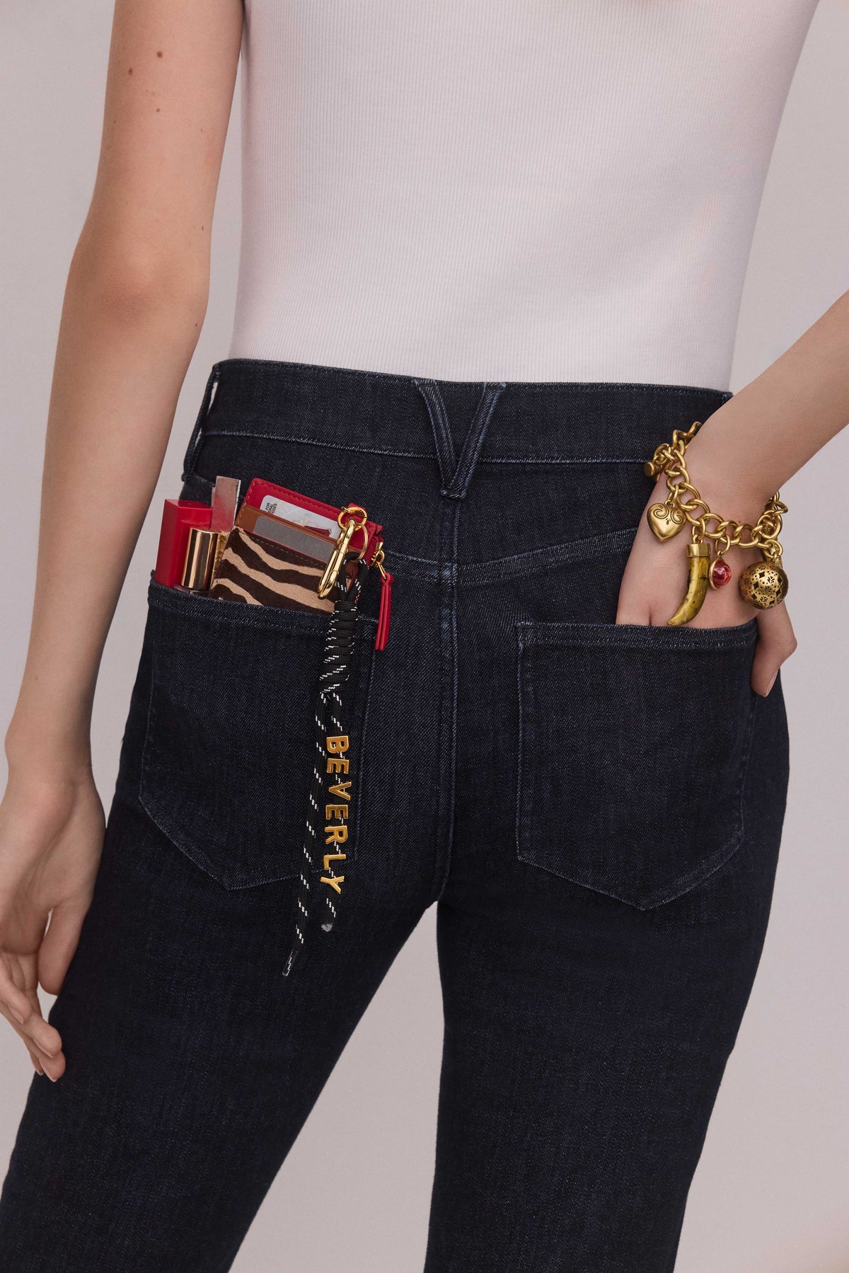 Veronica Beard | Calf-Hair Card Holder in Zebra Tan Multi
