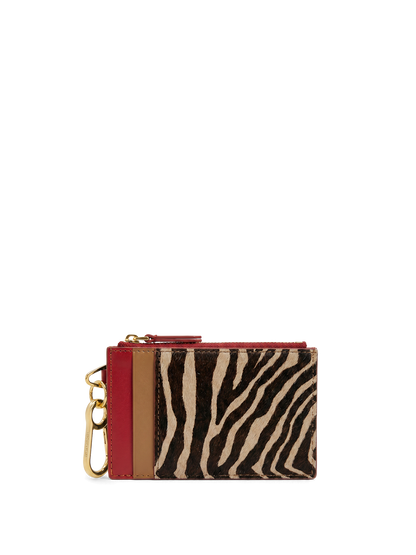 Veronica Beard | Calf-Hair Card Holder in Zebra Tan Multi