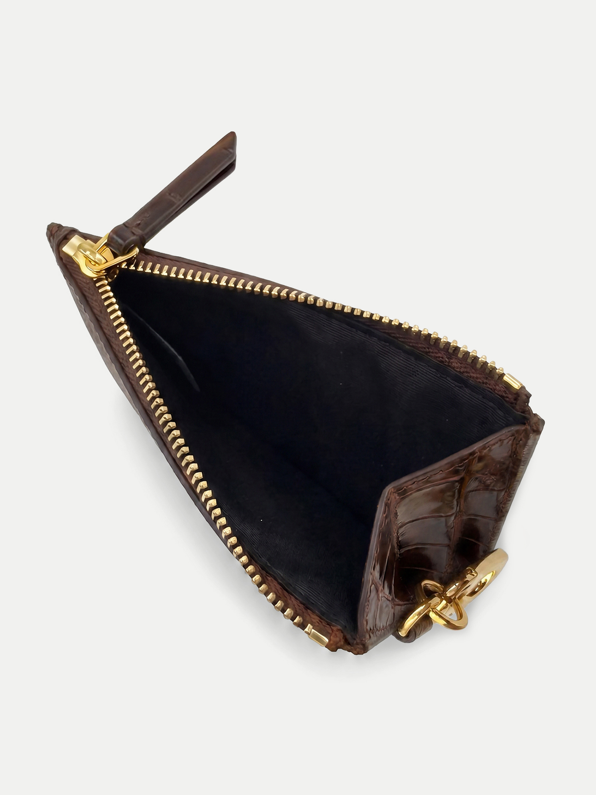 Veronica Beard | Croc-Embossed Card Holder in Brown Chestnut