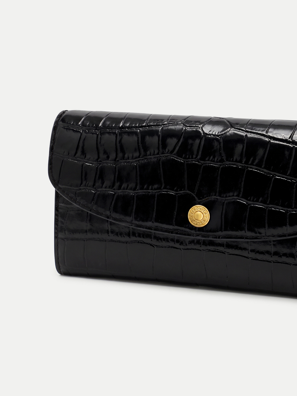 Veronica Beard | Croc-Embossed Crossbody Wallet in Black Black