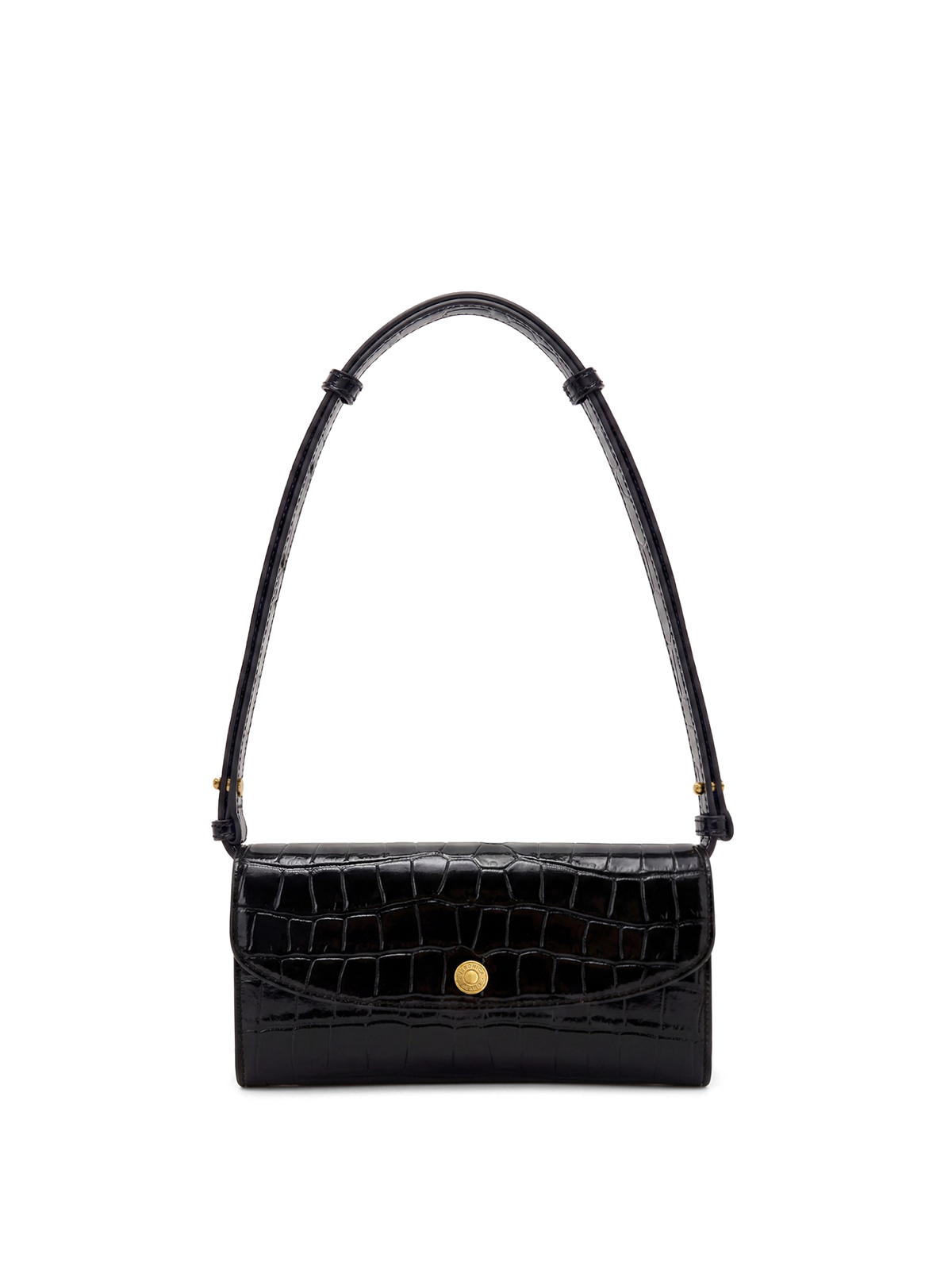 Veronica Beard | Croc-Embossed Crossbody Wallet in Black Black