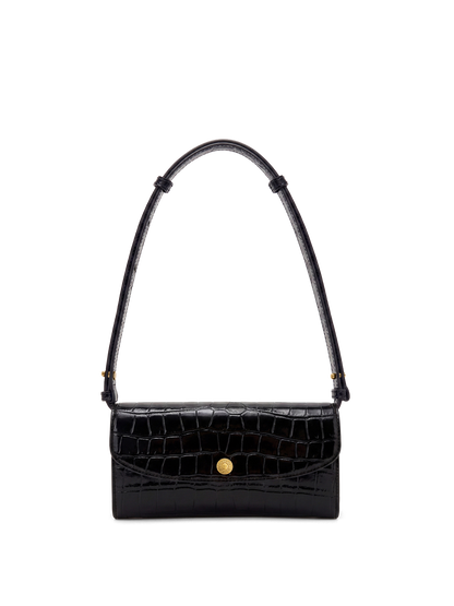 Veronica Beard | Croc-Embossed Crossbody Wallet in Black Black