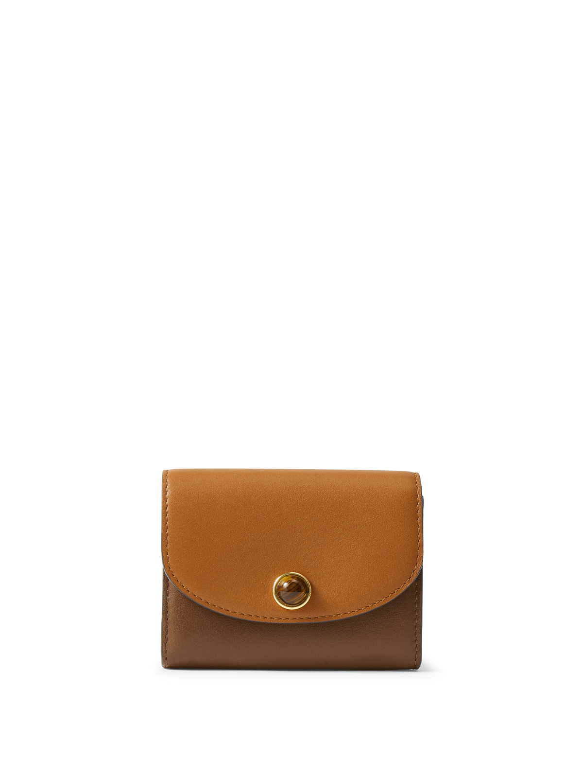 Veronica Beard | Color-Block Flap Card Holder in Tan & Brown Leather Hazelwood Multi
