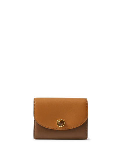 Veronica Beard | Color-Block Flap Card Holder in Tan & Brown Leather Hazelwood Multi