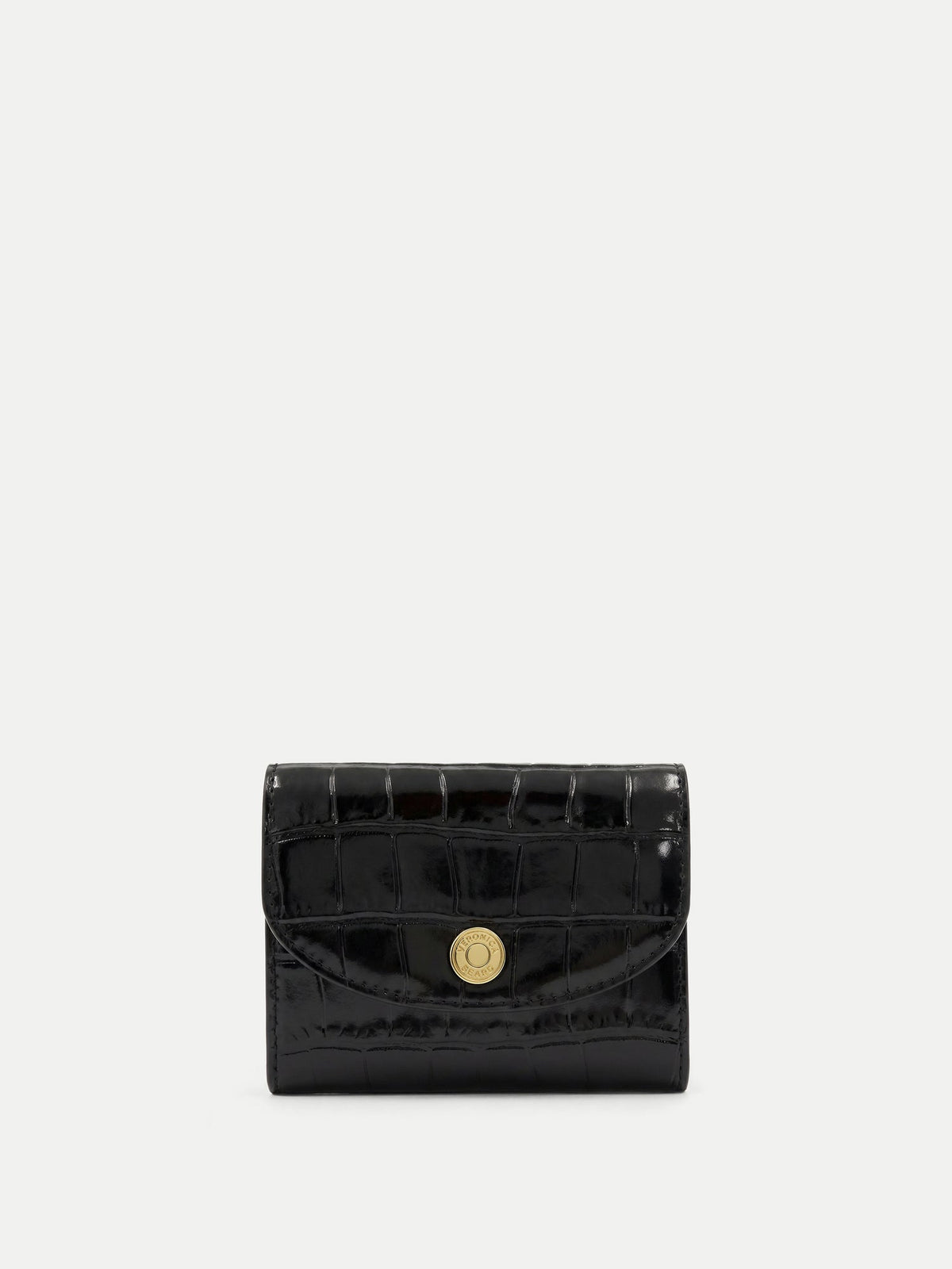 Veronica Beard | Croc-Embossed Flap Card Holder in Black Black