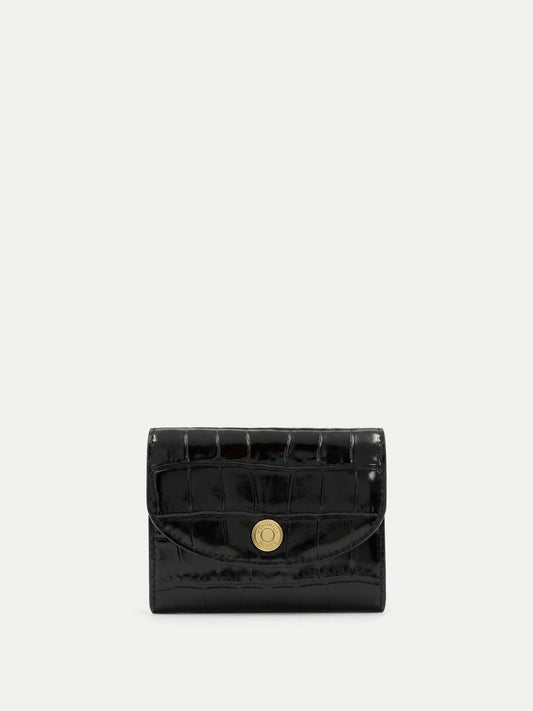 Veronica Beard | Croc-Embossed Flap Card Holder in Black Black