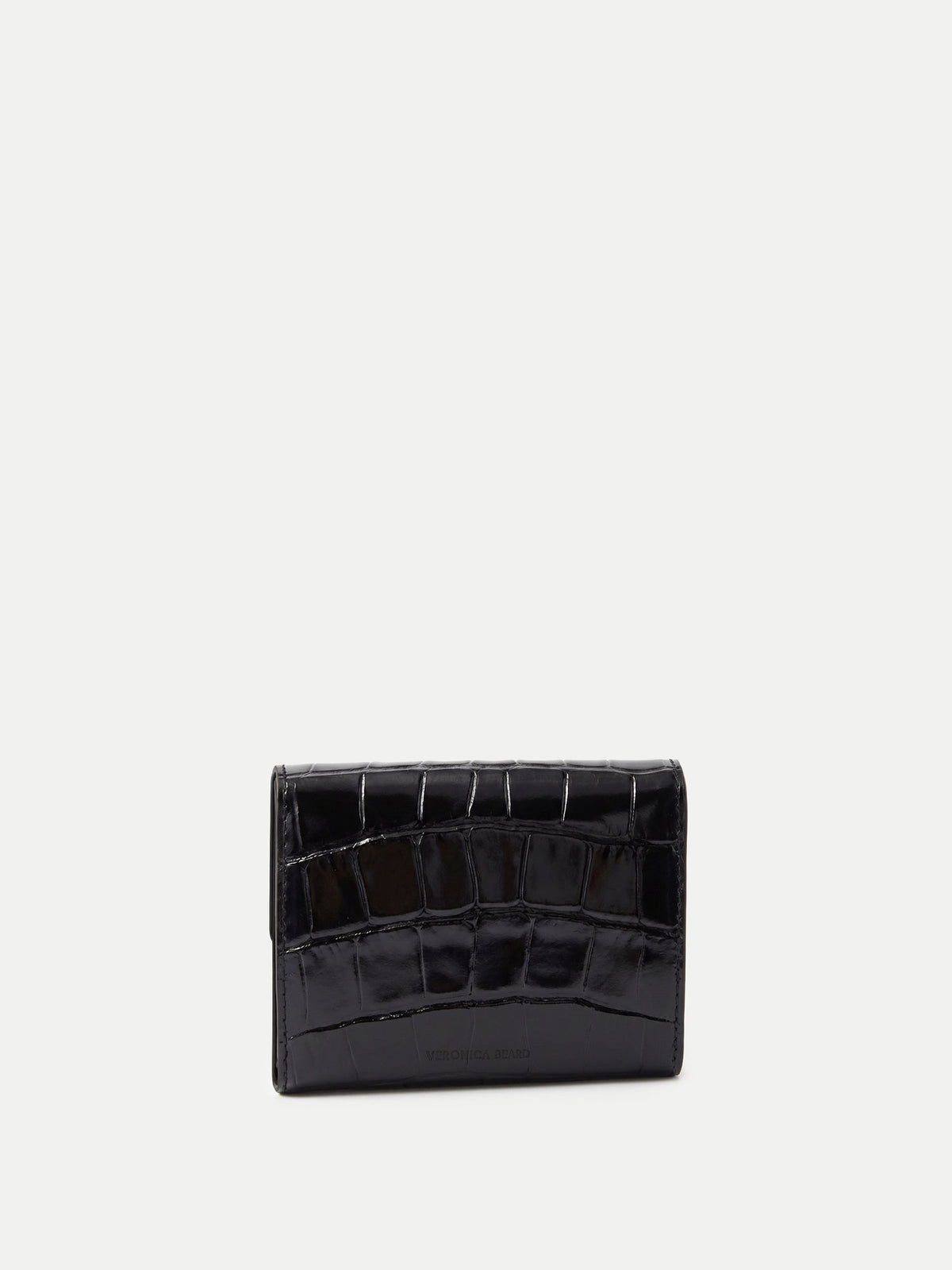 Veronica Beard | Croc-Embossed Flap Card Holder in Black Black