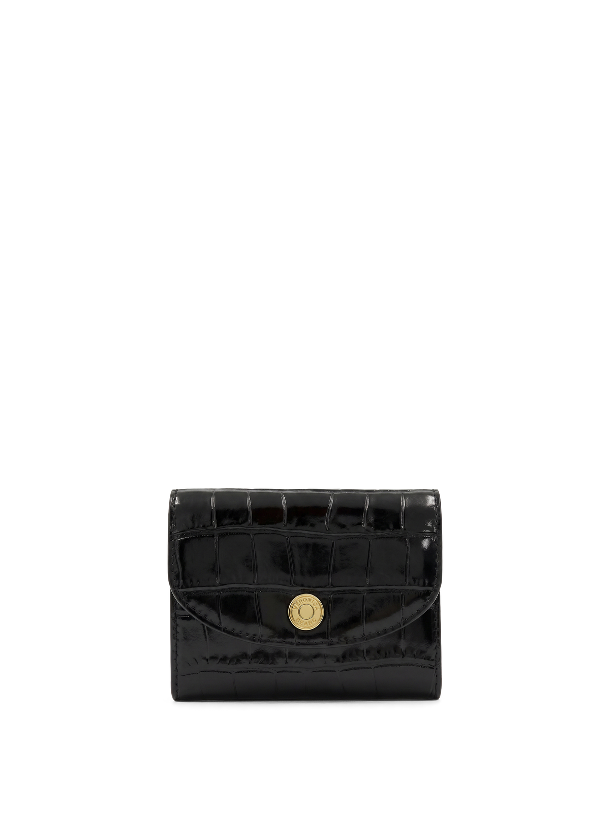 Veronica Beard | Croc-Embossed Flap Card Holder in Black Black