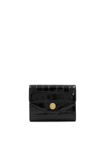 Veronica Beard | Croc-Embossed Flap Card Holder in Black Black