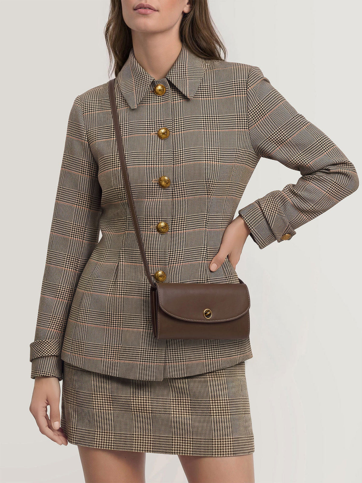 Veronica Beard | Leather Crossbody Wallet in Brown Whiskey Whiskey