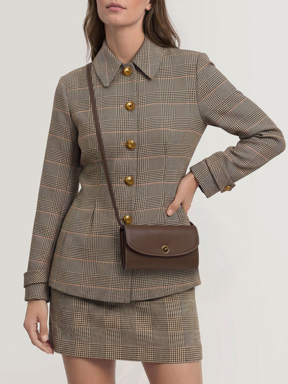 Veronica Beard | Leather Crossbody Wallet in Brown Whiskey Whiskey