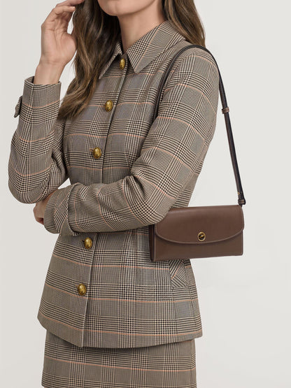 Veronica Beard | Leather Crossbody Wallet in Brown Whiskey Whiskey