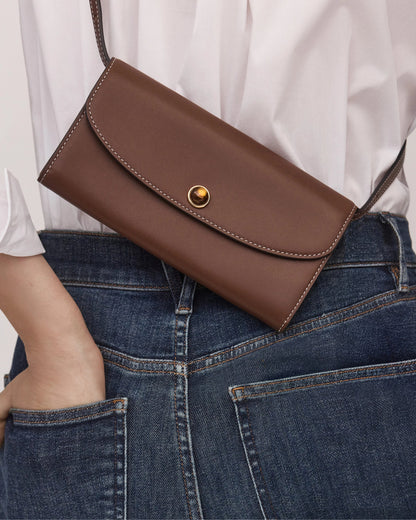 Veronica Beard | Leather Crossbody Wallet in Brown Whiskey Whiskey