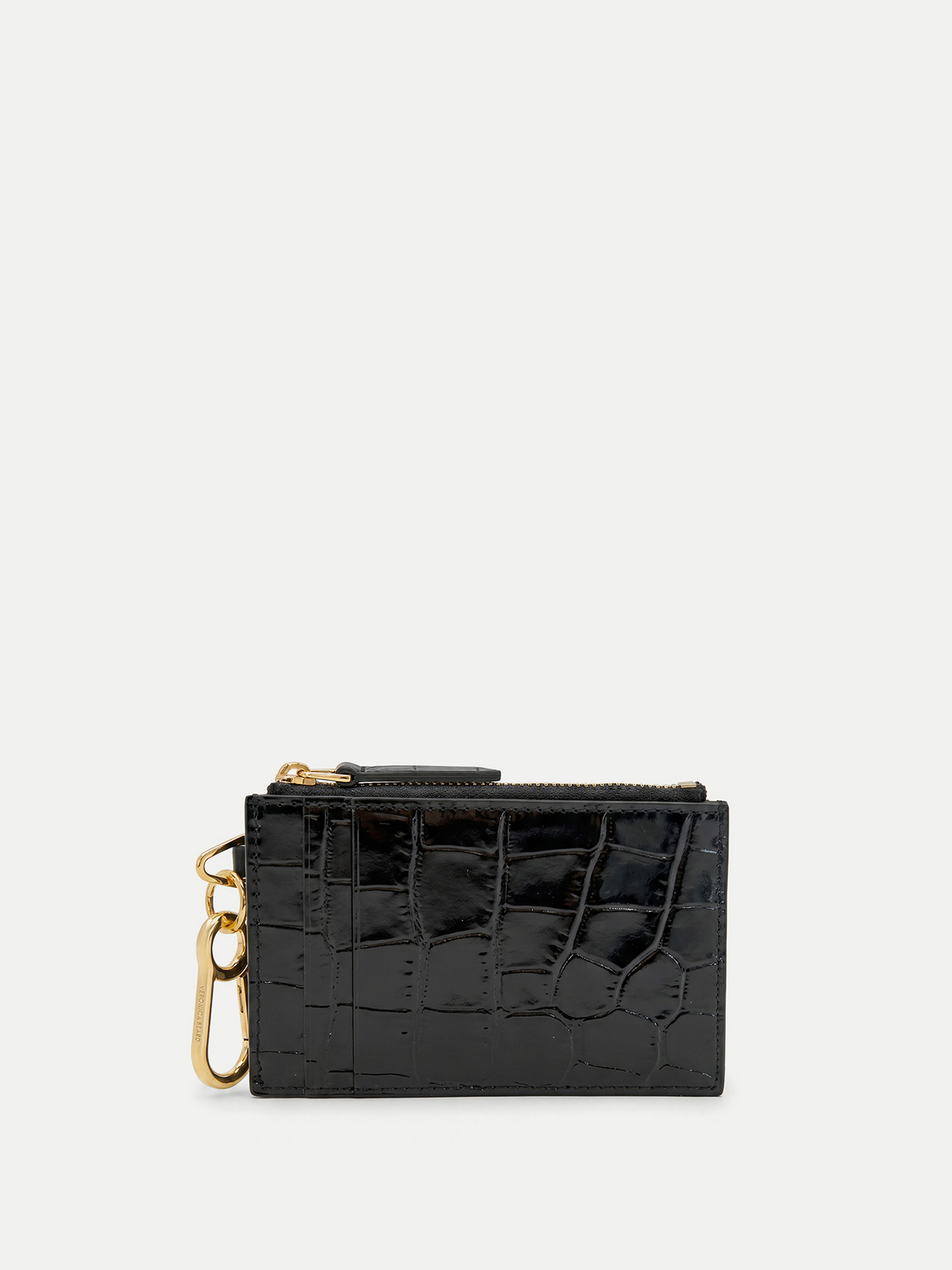 Veronica Beard | Croc-Embossed Card Holder in Black Black