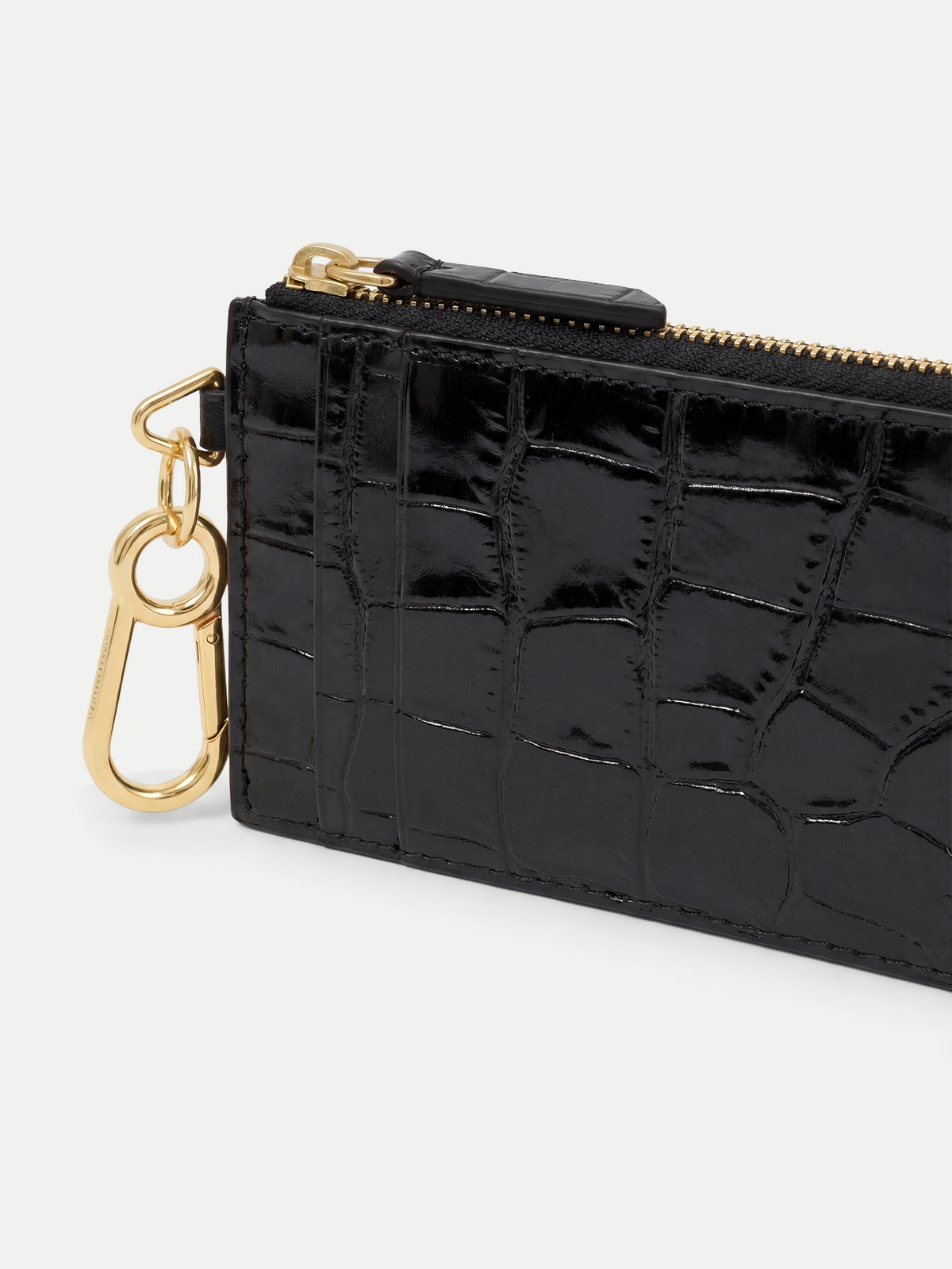 Veronica Beard | Croc-Embossed Card Holder in Black Black