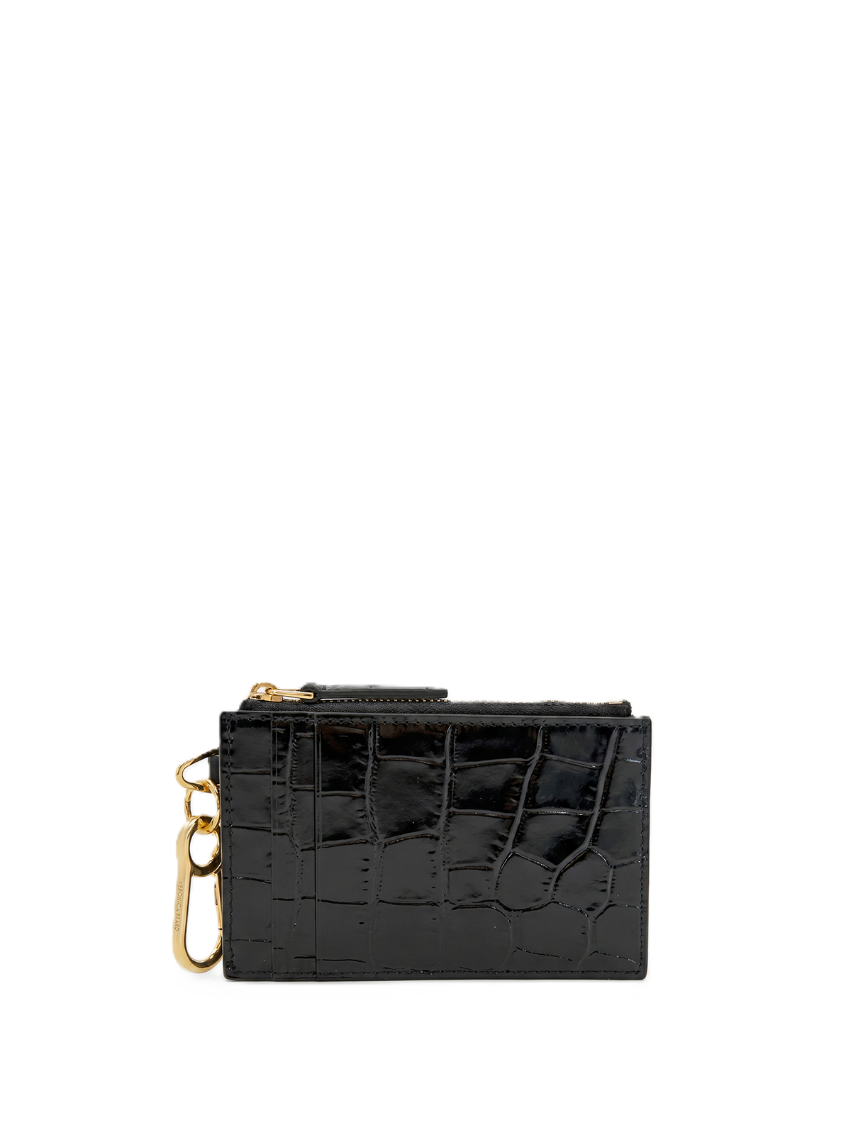 Veronica Beard | Croc-Embossed Card Holder in Black Black
