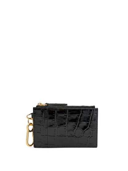Veronica Beard | Croc-Embossed Card Holder in Black Black