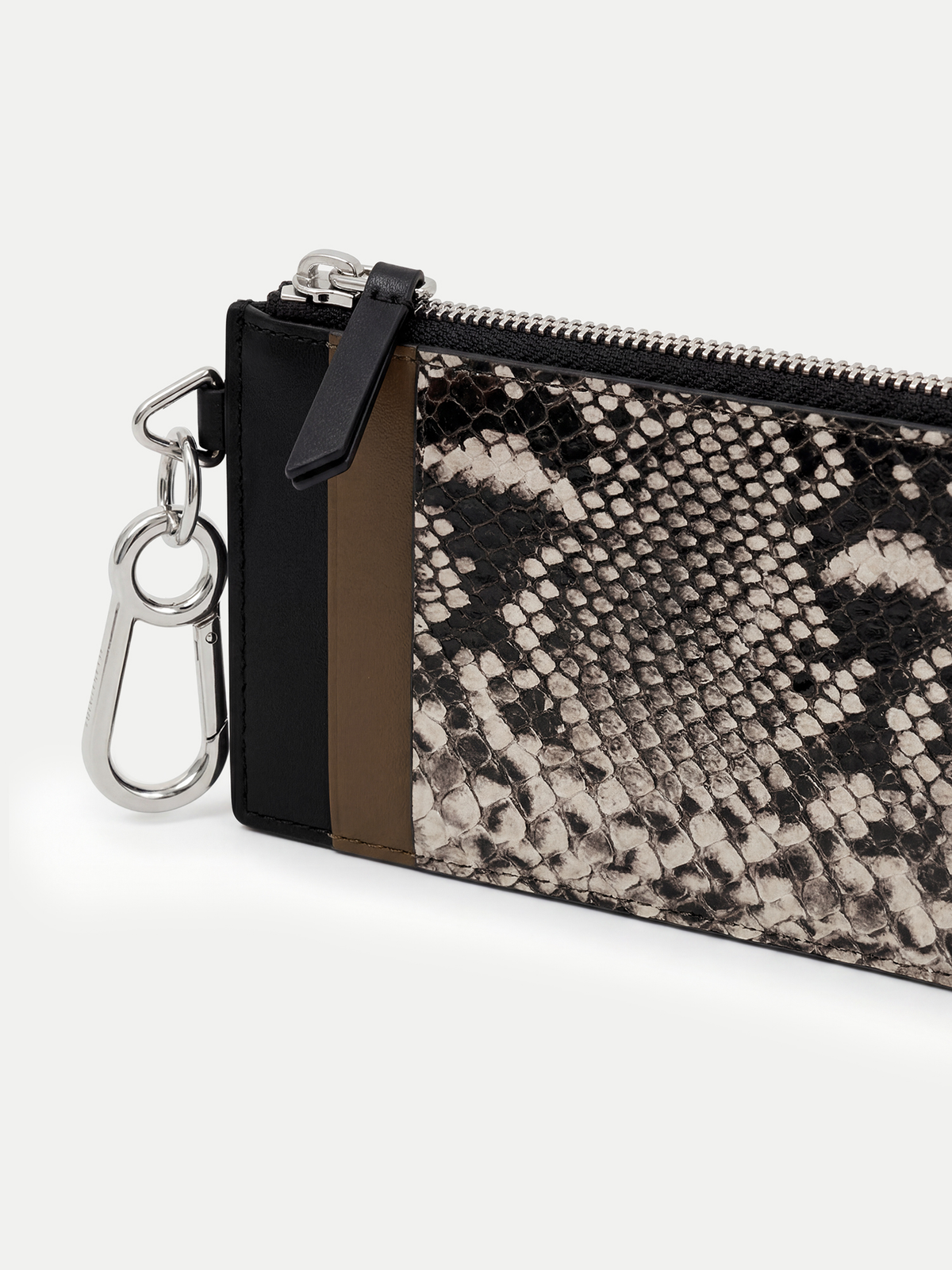 Veronica Beard | Snake-Embossed Card Holder in Taupe Bark Multi Bark Multi