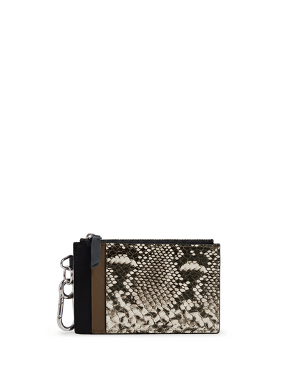 Veronica Beard | Snake-Embossed Card Holder in Taupe Bark Multi Bark Multi