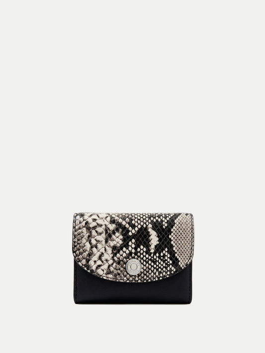Veronica Beard | Snake-Embossed Flap Card Holder in Black & Grey Black Multi