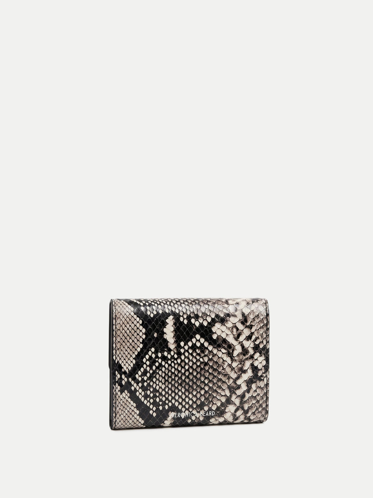 Veronica Beard | Snake-Embossed Flap Card Holder in Black & Grey Black Multi