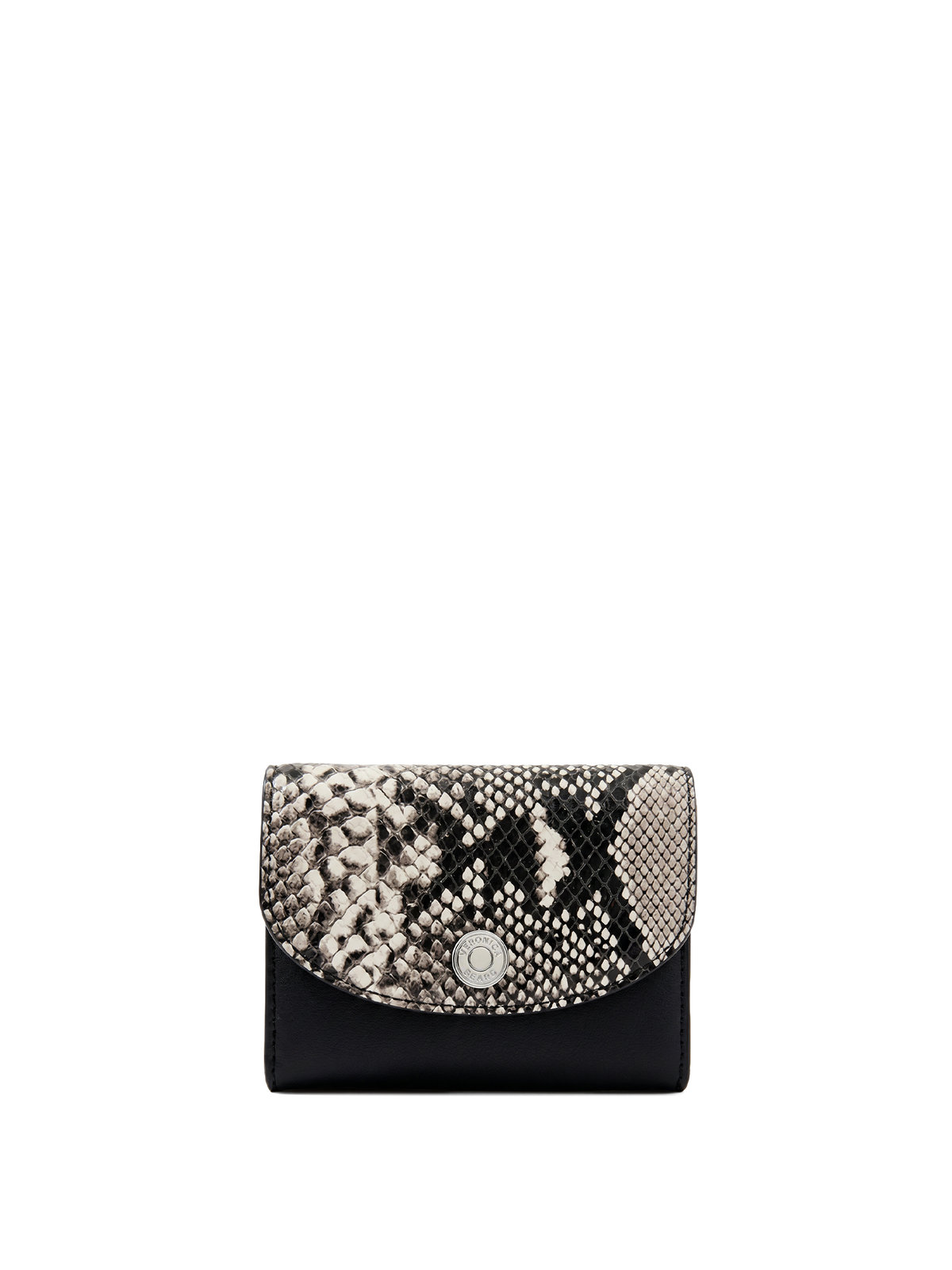 Veronica Beard | Snake-Embossed Flap Card Holder in Black & Grey Black Multi