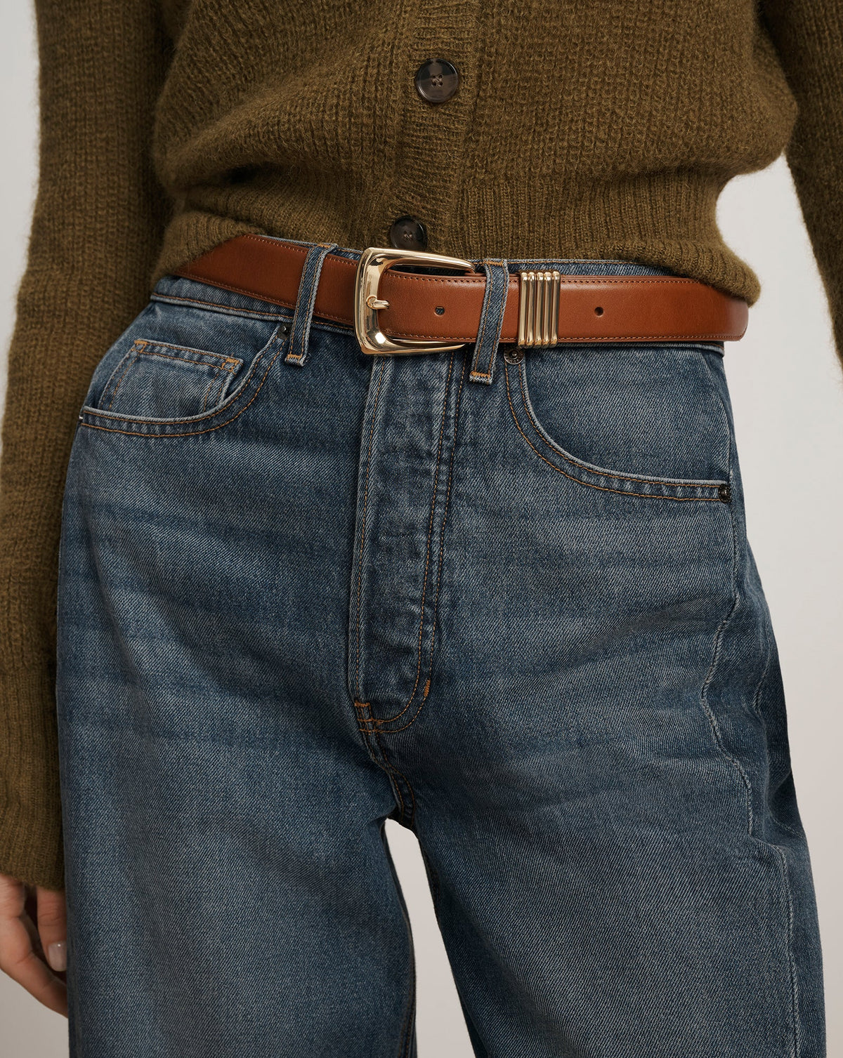 Veronica Beard | Arch Leather Belt in Tan Hazelwood