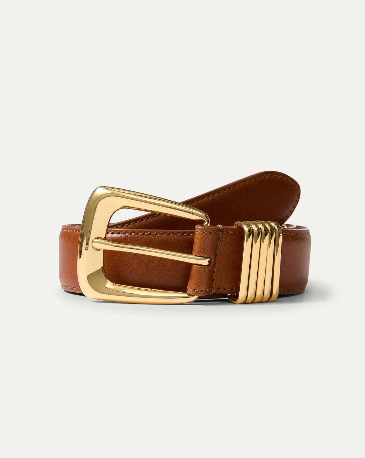 Veronica Beard | Arch Leather Belt in Tan Hazelwood