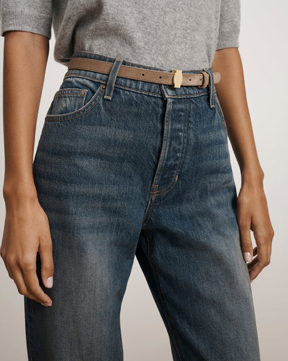 Veronica Beard | Dash Thin Suede Belt in Brown Bark