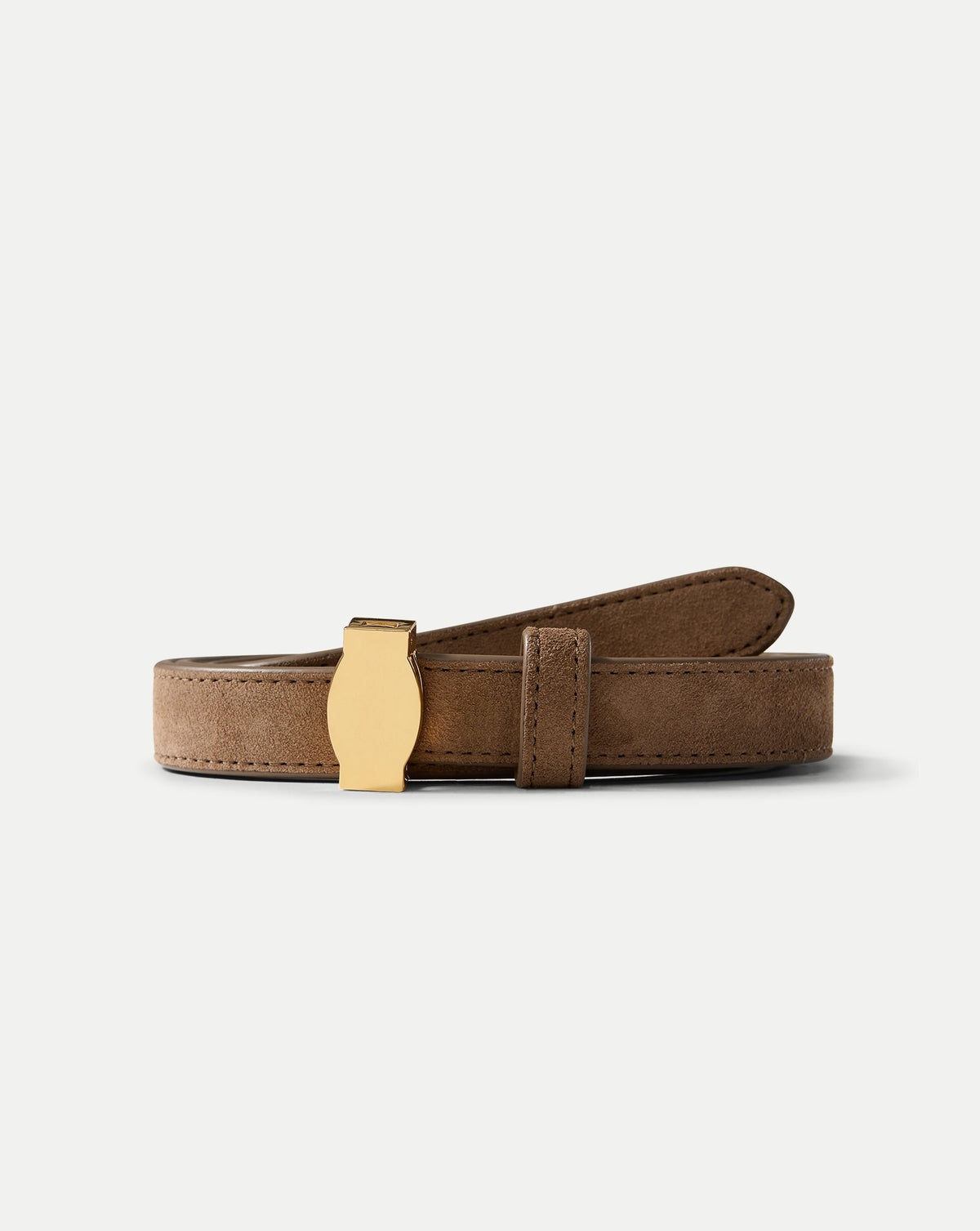 Veronica Beard | Dash Thin Suede Belt in Brown Bark
