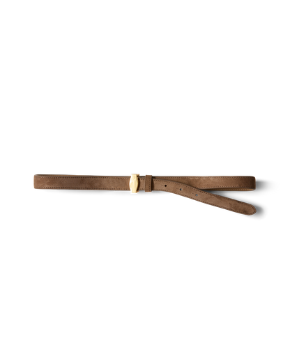 Veronica Beard | Dash Thin Suede Belt in Brown Bark