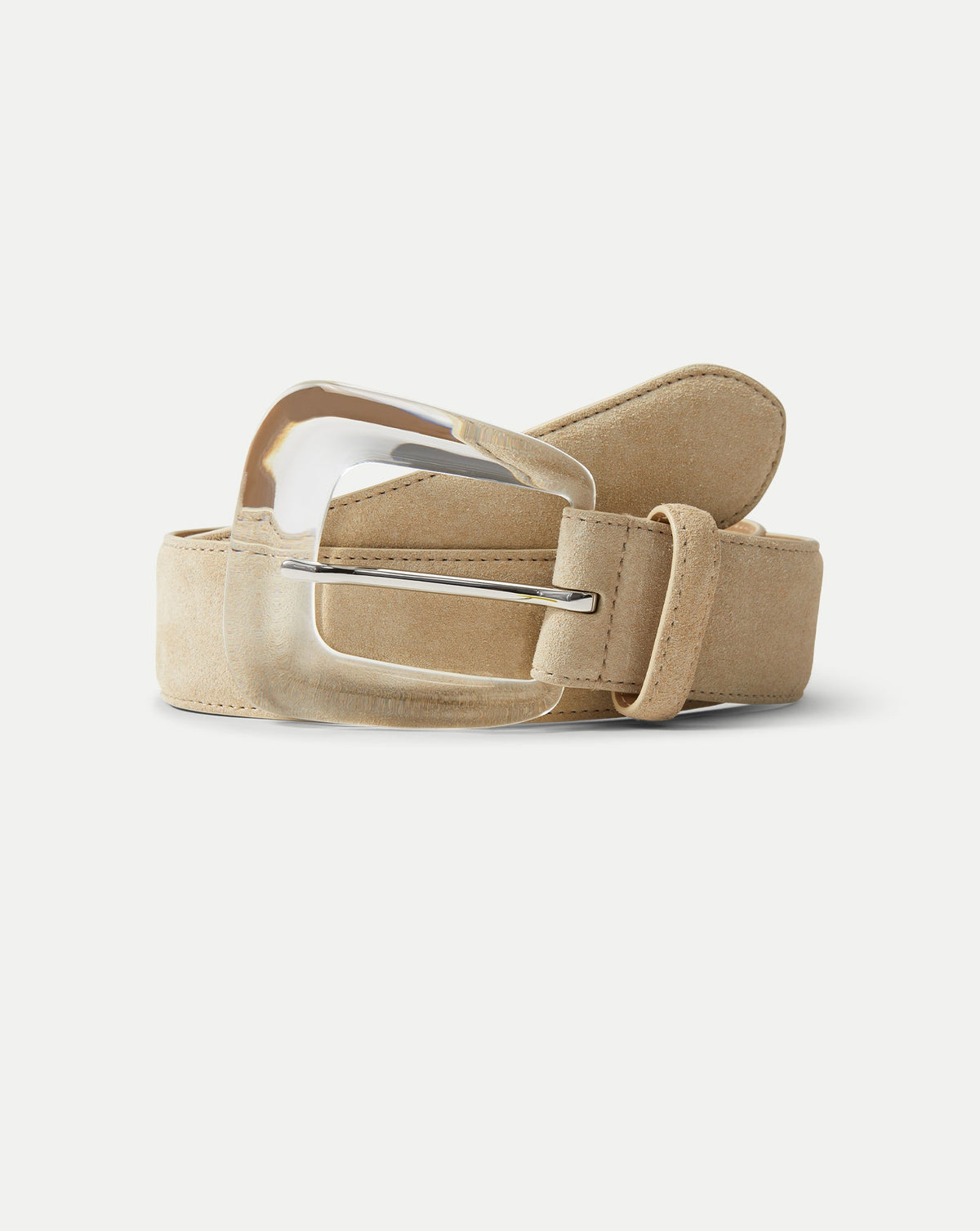 Veronica Beard | Arch Resin-Buckle Suede Belt in Stone Khaki Stone Khaki