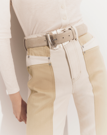 Veronica Beard | Arch Resin-Buckle Suede Belt in Stone Khaki Stone Khaki