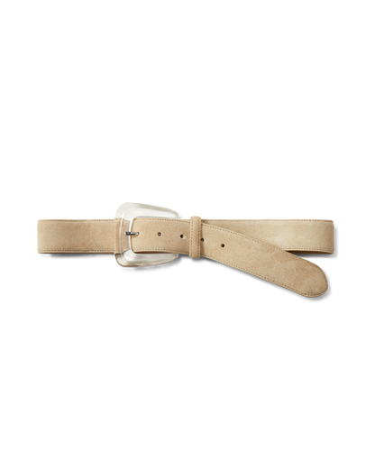 Veronica Beard | Arch Resin-Buckle Suede Belt in Stone Khaki Stone Khaki